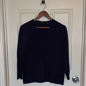Donna Karan 100% Cashmere V-Neck Sweater – Midnight Purple